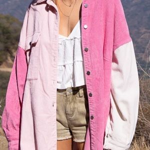 POL two tone corduroy pink shacket💗💗